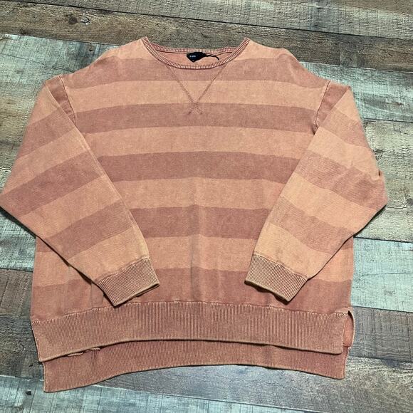 Blank Paige | Women's Cotton Burnt Orange Stripe Box Crewneck Sweatshirt Sz M - Picture 1 of 4